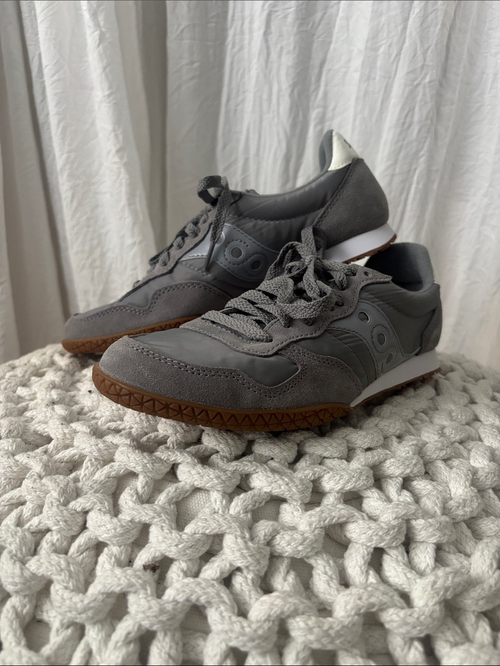 Saucony Gray Suede & Mesh Sneakers with Gum Outsole